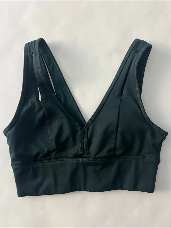 ALO YOGA UNITED BRA DOUBLE V NECK in Hunter Green Small - Image 2