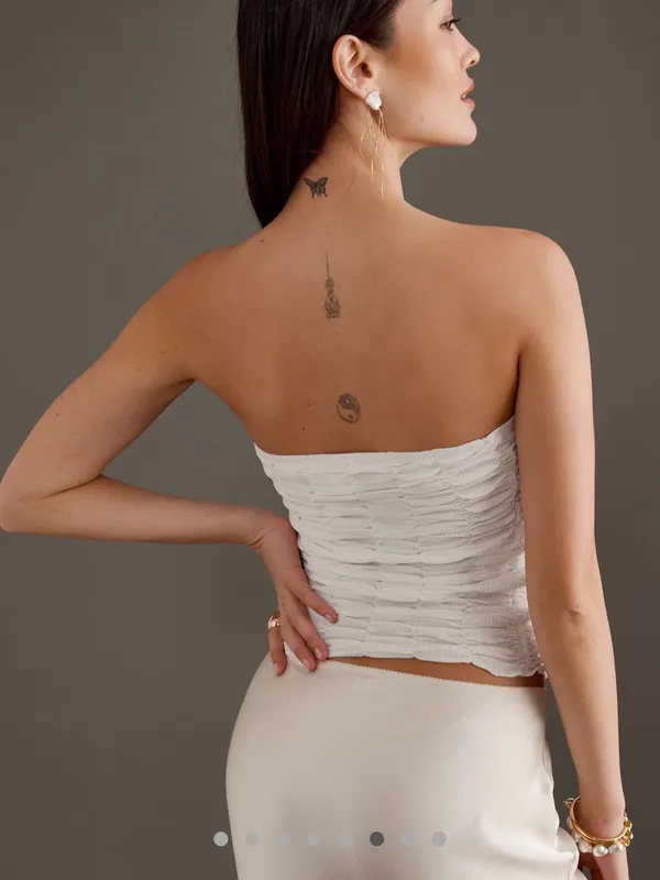 Anthropologie White Ruched Tube Top - Image 4