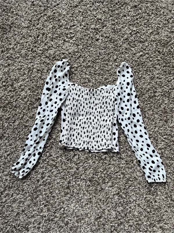 Reformation Polka Dot Long Sleeve Top - Image 12