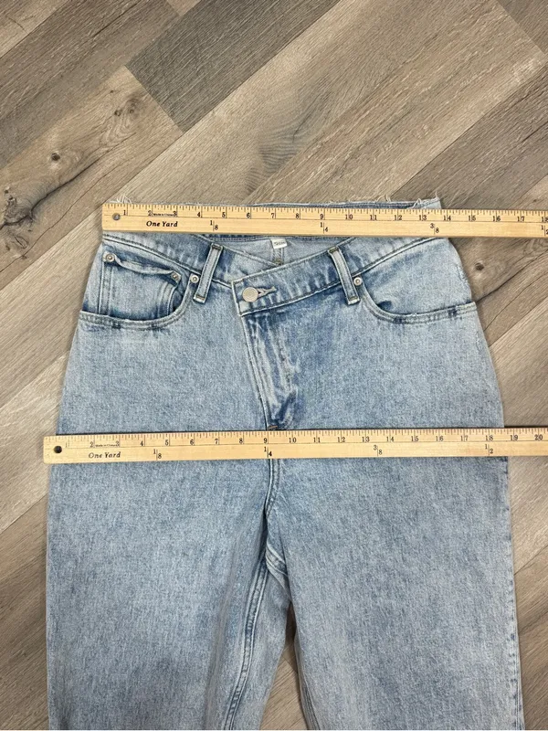 Abercrombie & Fitch 90s‎ Straight High Rise Crossover Jeans Stone Wash Blue 8 - Image 11