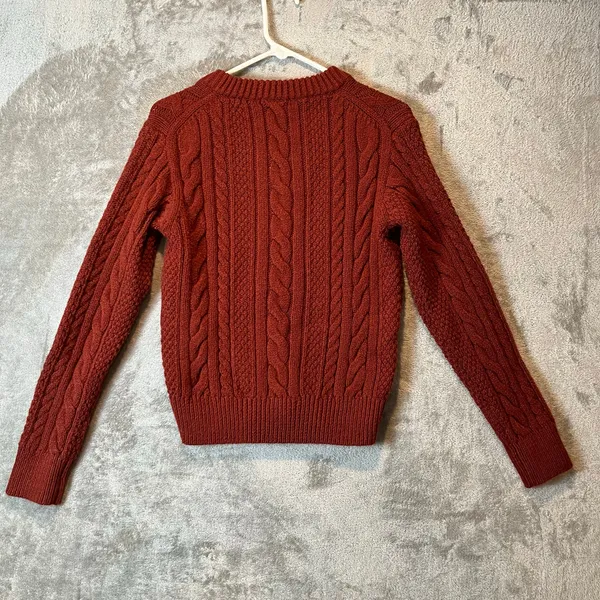 JW Anderson X uniqlo Cable Knit V Neck Sweater‎ Size XS Wool Blend Orange - Image 3