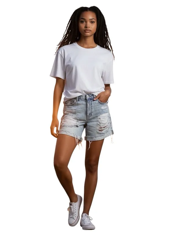 American Eagle Women’s 0 Acid Wash Distressed Denim Cutoff Shorts Super Stretch - Image 2