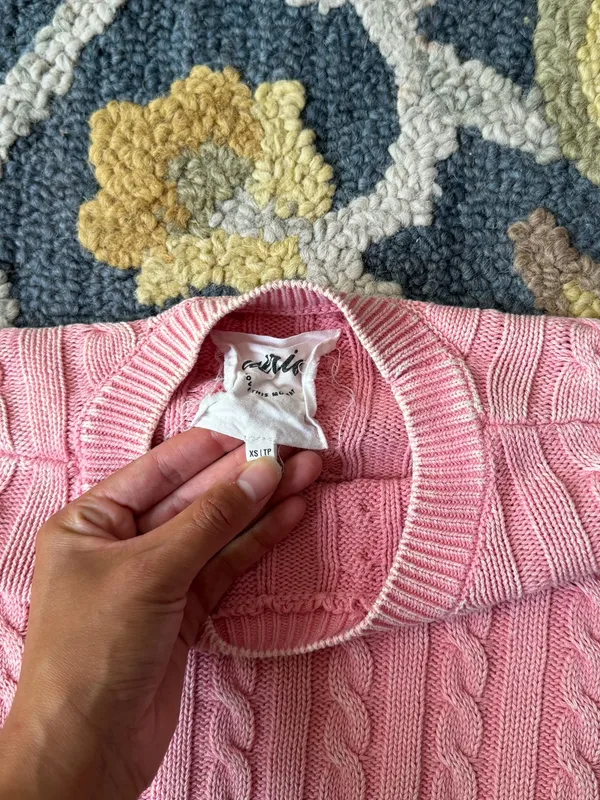 Aerie Pink Cable-Knit Crewneck Sweater Size XS - Image 4