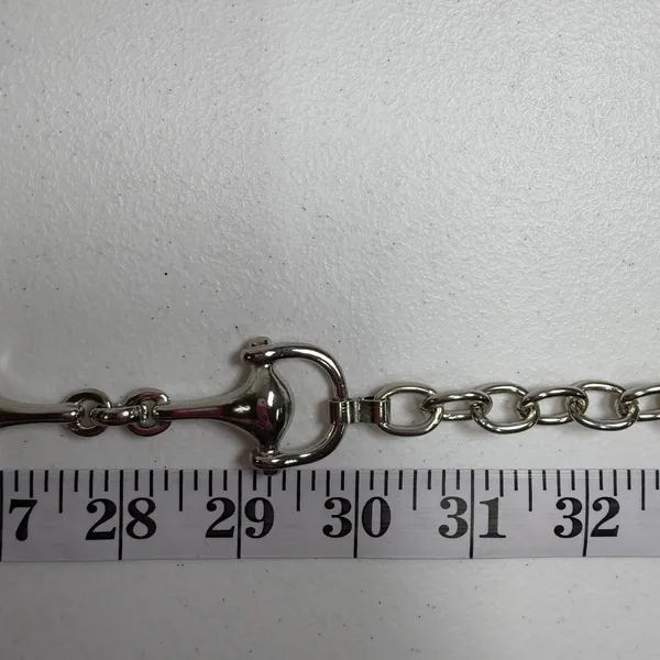 Horsebit Equestrian Belt Chain Silver Adjustable Metal Link Classic Preppy Femme - Image 6