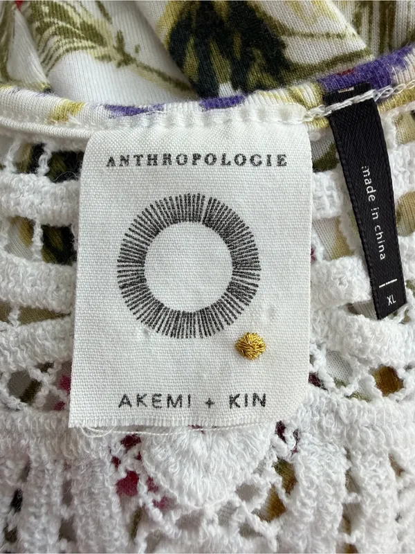 Anthropologie Akemi + Kin Sleeveless Floral Bohemian Top with Crochet Back Sz XL - Image 5