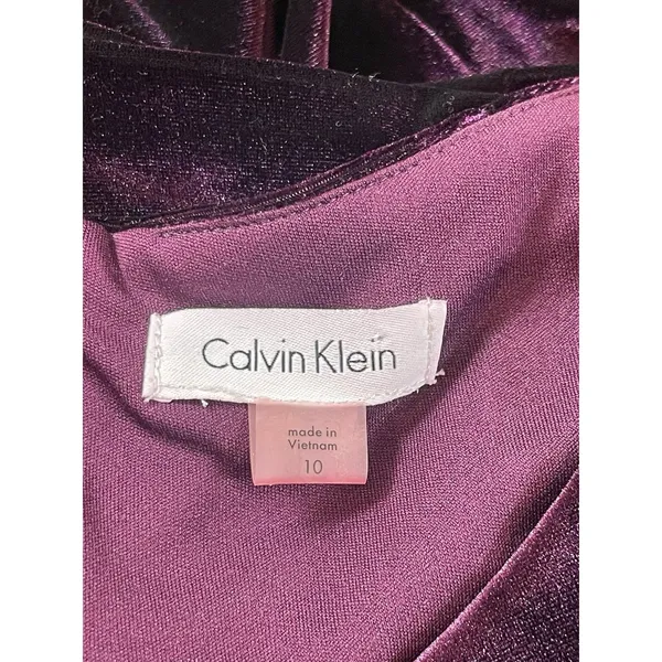 Calvin Klein Women’s Size 10 Velvet Bell Sleeve Sheath Dress Deep Purple Holiday - Image 5