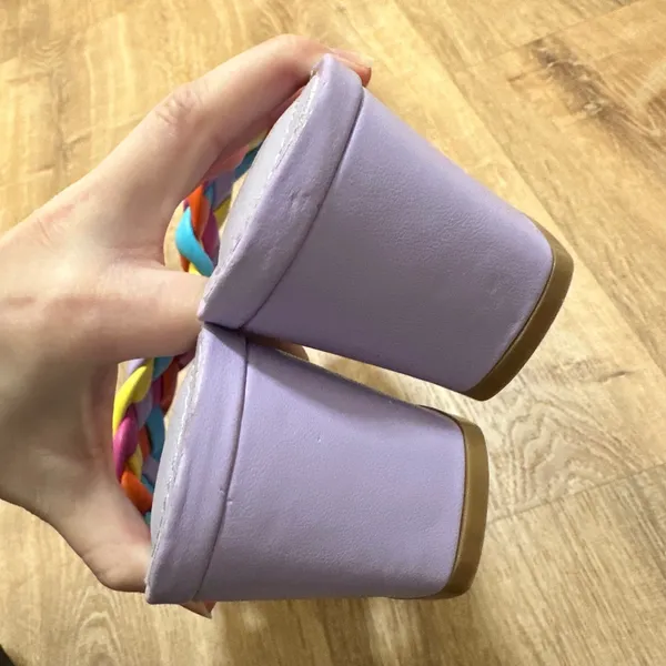 ASNY | Women's Lavender Square Toe Braided Slides Block Heel Sandals,‎ Size 9 - Image 5