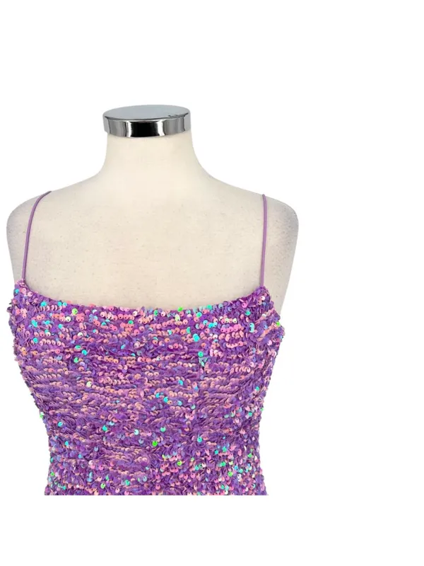 Thirty Thirty Lilac Iridescent Sequin Bodycon Mini Dress Size Medium Party Night - Image 3