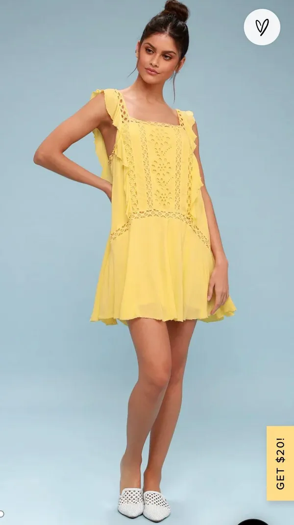 Free People Yellow Mini Dress - Image 2