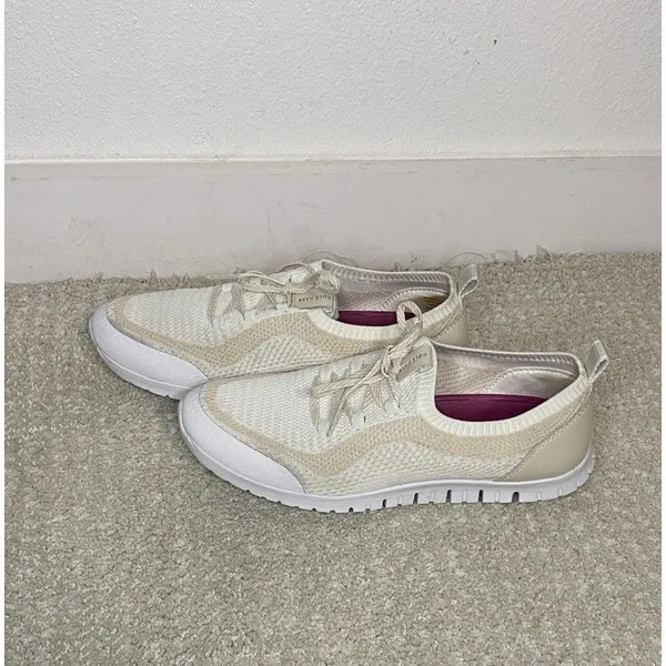 Cole Haan ZERØGRAND Men's White Beige Canvas Sneakers Size 7 B Lace Up - Image 3