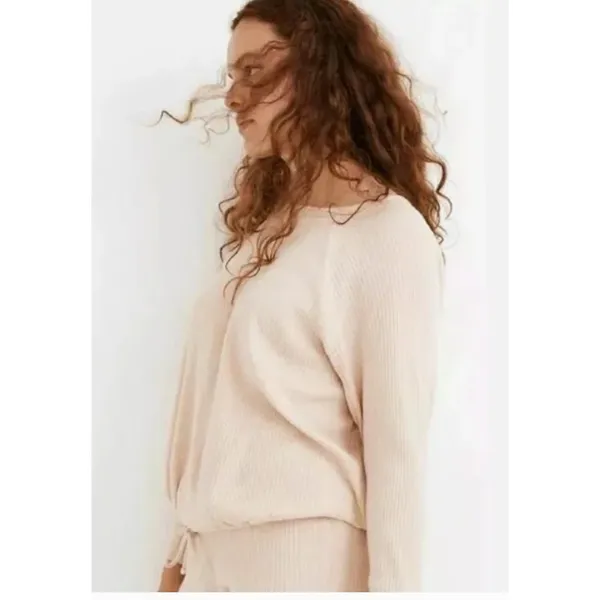 Madewell Avalon Pink Front Tie Long Sleeve Pullover Top size Large - Image 3