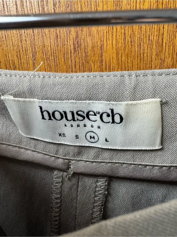 House of CB Laurel High Waisted Trousers Flared Pants Smoke Gray Grey Medium - Image 8