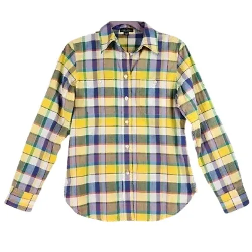 Lauren Ralph Lauren Petite‎ Multicolor Plaid Cotton Roll Tab Button Up Shirt PM - Image 3