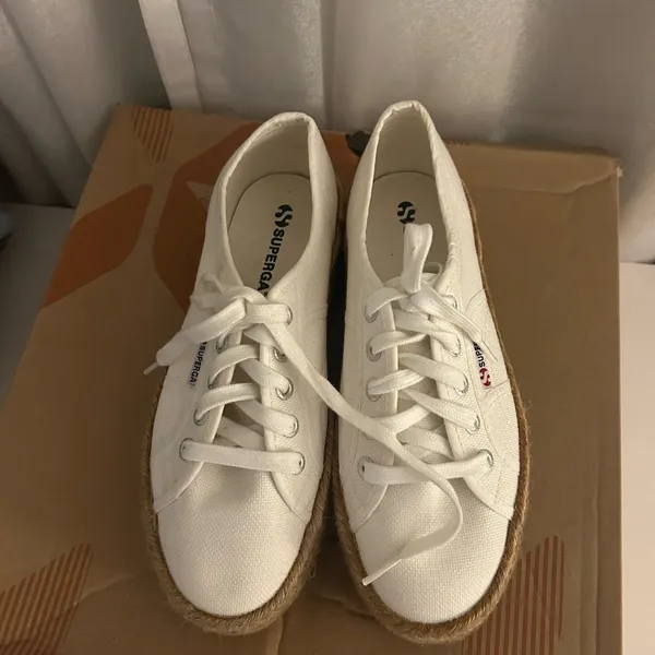 Superga White Canvas Platform Espadrilles - Image 5