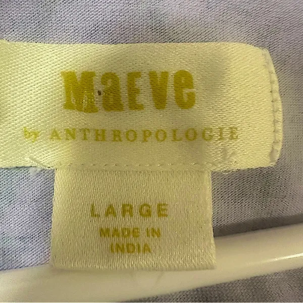 Maeve By Anthropologie Women's Ruffle Puff Sleeve V-Neck Henley Tee Blouse Large - Image 11