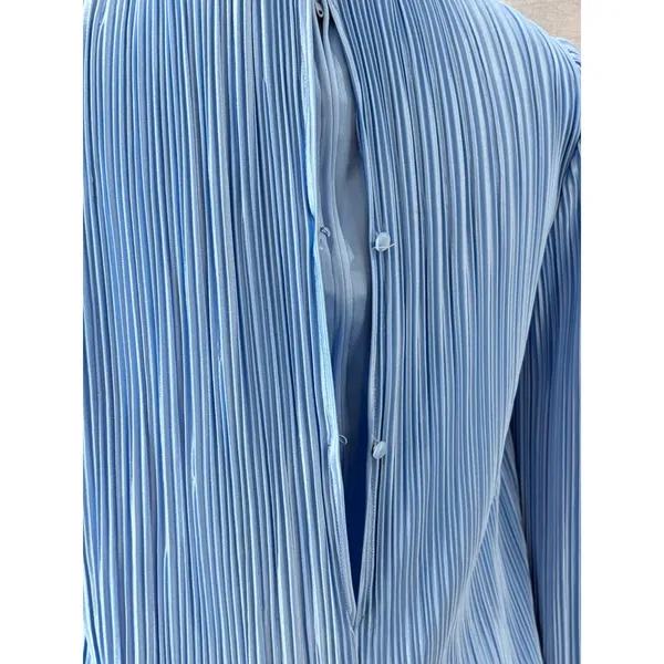Vintage Mister Jay Blue Accordion Pleat Rosette‎ Mock 2pc Maxi Column Dress M - Image 6