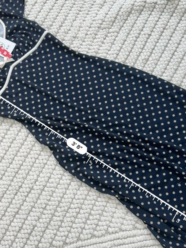 Cider Knit V-neck Spot Bowknot Midi Dress - Image 5