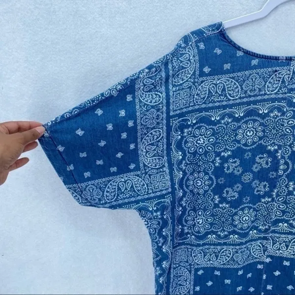 Cortefiel Denim Paisley‎ Bandana Print Dress - Image 9