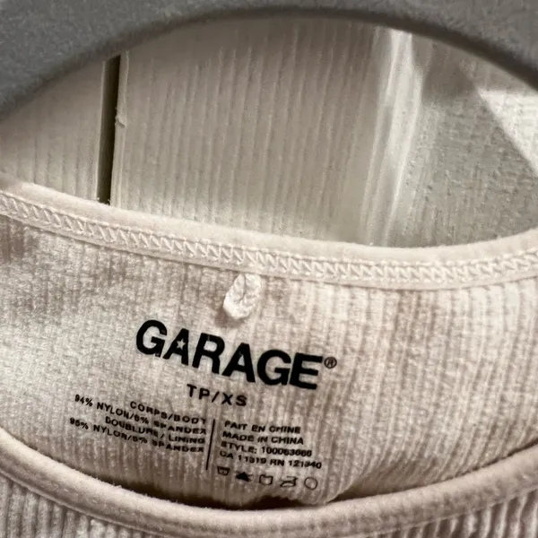 Garage Ribbed White Tank Top - Image 3