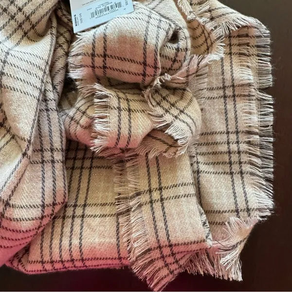 Lauren Conrad Beige Plaid Scarf - Image 6