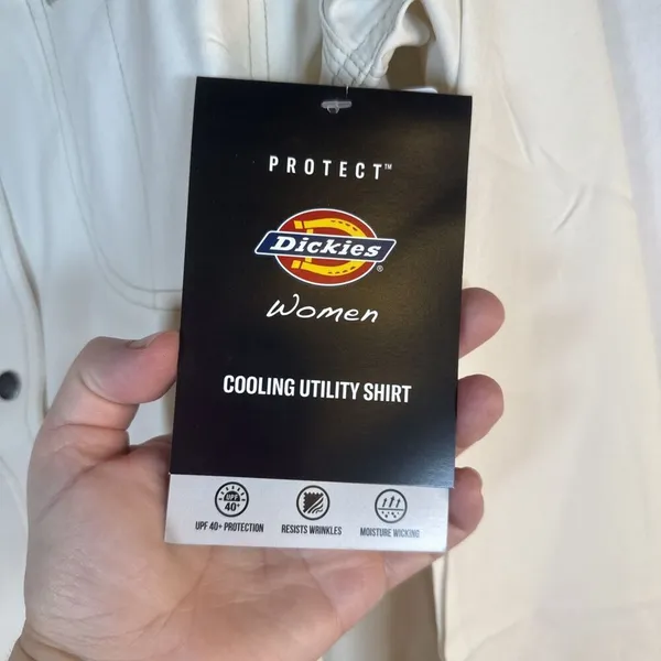 Dickies Women’s Cooling Utility Shirt Temp-iQ Long Sleeve Small Beige Snap NWT - Image 10