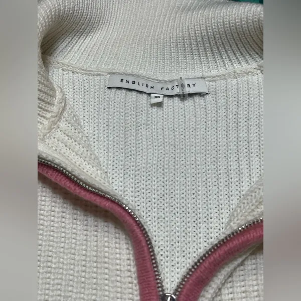 English Factory Cream and Pink Cowl Neck Sweater - Image 6