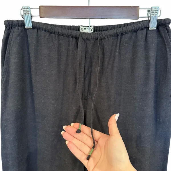 Roxy Lyla Low Rise Drawstring Pull-On Linen Wide Leg Pants - Image 6