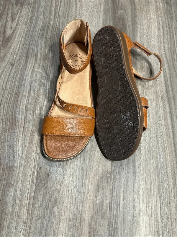 BRIOSO Tan Leather Ankle-Strap Comfort Sandals - Image 8