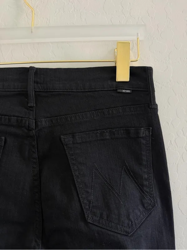 Mother Denim The Rascal Ankle Fray Cropped Straight Jeans in Guilty As Sin Sz 29 - Image 7