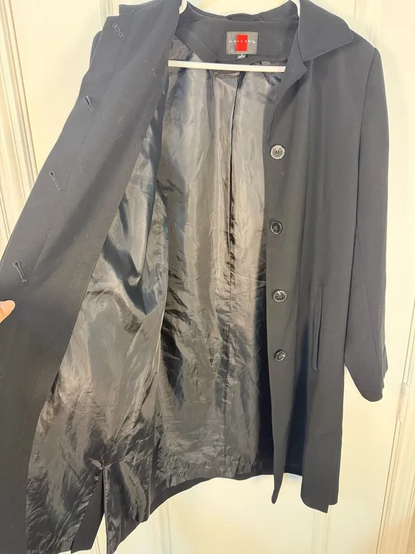 Gallery Black Button-Front Trench Coat Size S - Image 9