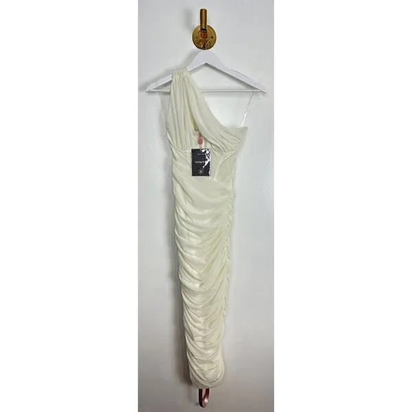 HOUSE OF CB Valentina Asymmetric Cutout One-Shoulder Midi Dress in Ivory XS NWT - Image 6