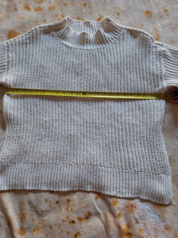 Aerie Cream Chenille Textured Knit Mock Neck Oversized Sweater Size S - Image 6