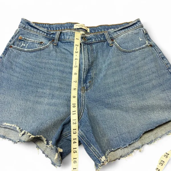 Abercrombie & Fitch The Dad Jean Shorts High Rise 33/16 Distressed Curve Denim - Image 3