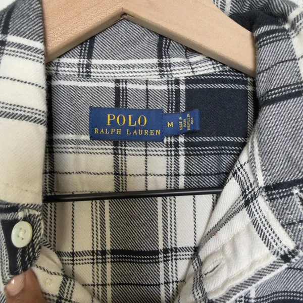 Polo Ralph Lauren Women Button Front Flannel Shirt Mediu Preppy Emblem Old Money - Image 2