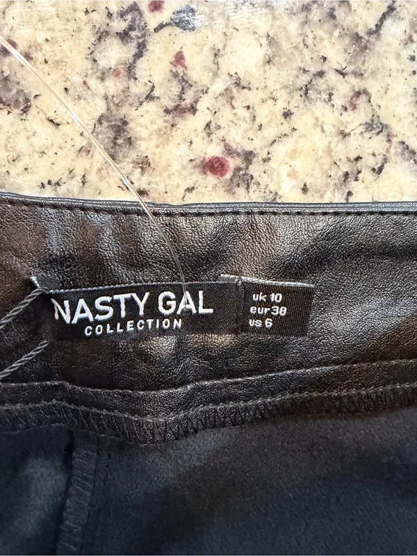 Nasty Gal Black Wide-Leg Faux Leather Pants - Image 5