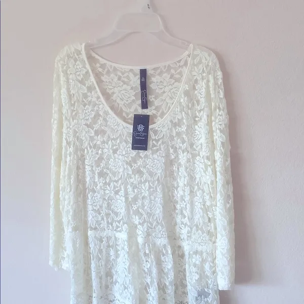 NEW Beautiful LACE NET TOPS XL White from Jessica Simpson, Delicately Beautiful - Image 8