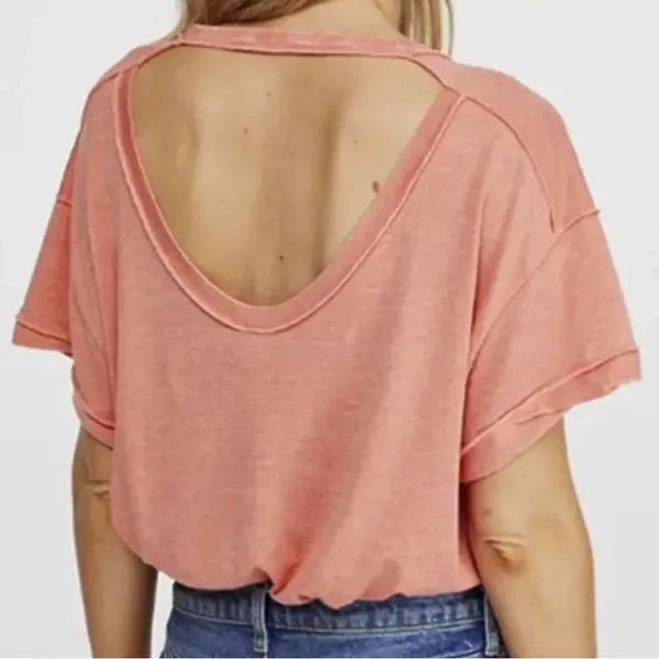 Free People We the Free All Mine orange lightweight short sleeve top size small - Image 4