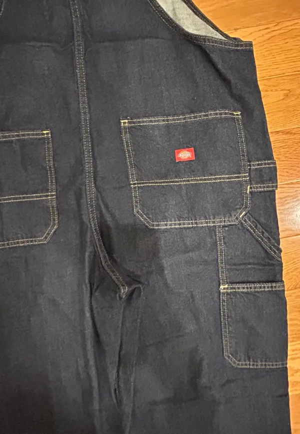 Dickies dark-wash loose straight- baggy leg fit denim carpenter bib overalls,XS - Image 13