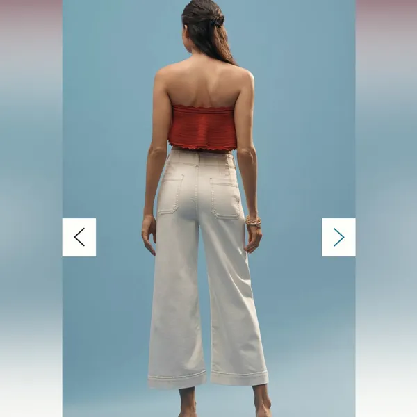 Anthropologie Maeve Colette Crop Wide-Leg Jeans in Latte Foam - Image 4