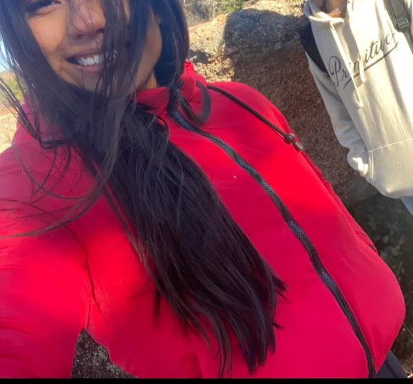 Brave Soul Red Puffer Coat Cropped - Image 2