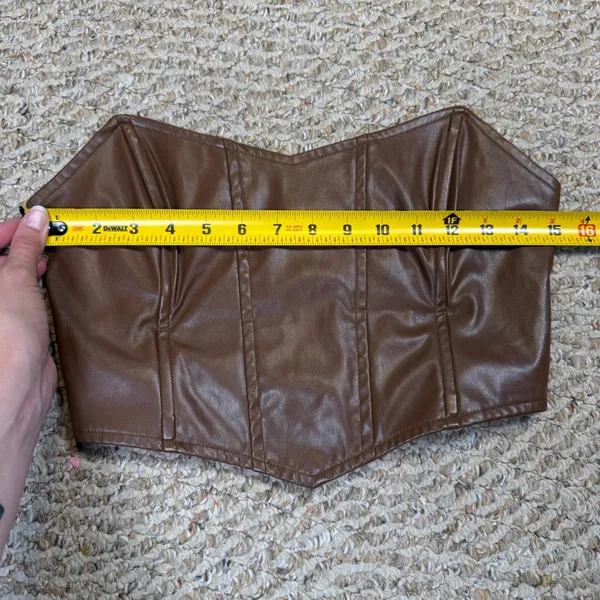 Princess Polly Brown Faux Leather Corset Top Strapless Bustier Night Out Size 6 - Image 5