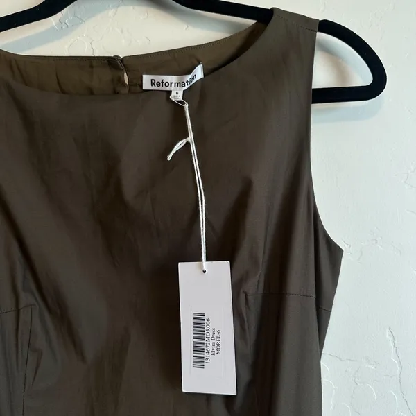 Reformation | NWT Elvira Open Back Bubble Hem Midi Dress Morel Brown | Size 6 - Image 8