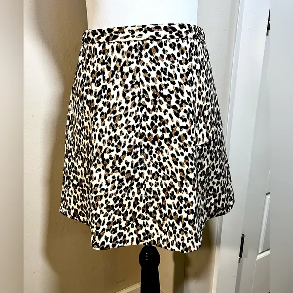 NWT TUCKERNUCK Murphy Leopard A-Line Mini Skirt XS Preppy Chic Womens XS 💛 - Image 3