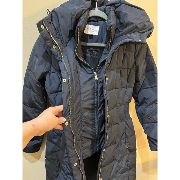 Cole Haan Signature Down Puffer Coat with Bib Size Small Blue, Retail $249 - Image 8