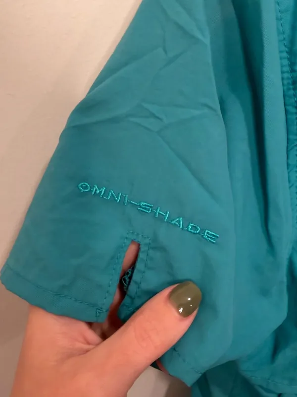 Columbia PFG Omni-Shade Teal Short Sleeve Fishing Shirt Size Small - Image 6