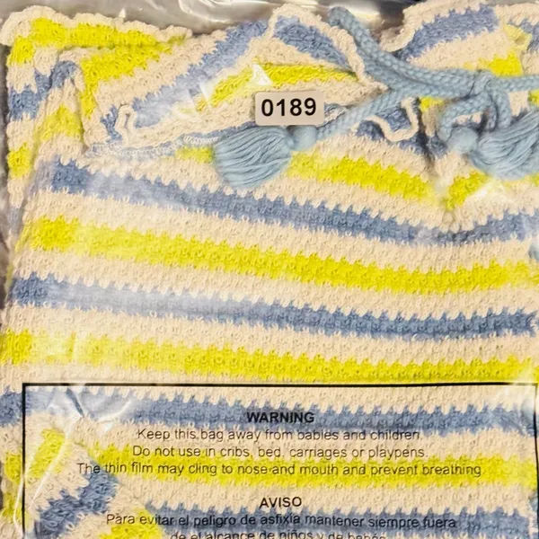 Urban Outfitters Women M Striped Lace Up Crochet Tube Top Blue Lime‎ - Image 9