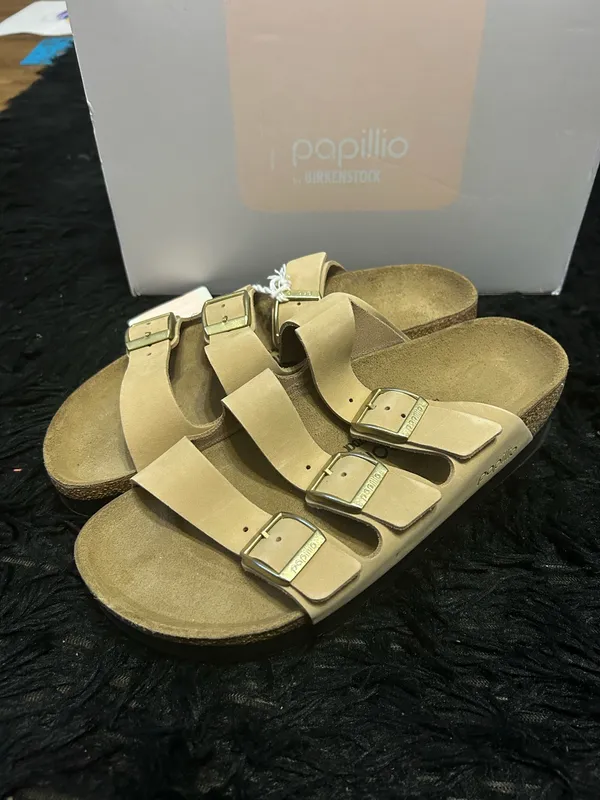 PAPILLIO by BIRKENSTOCK Florida sandcastle leather platform sandals slippers eur 39 new - Image 2