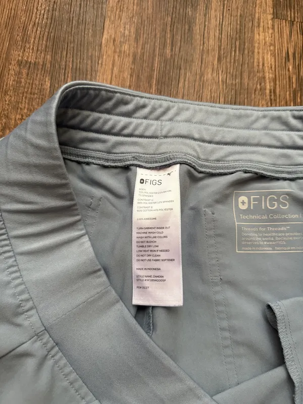 FIGS Women’s Dusty Blue Zamora Jogger Scrub Pants - Size L Petite Nursecore - Image 4