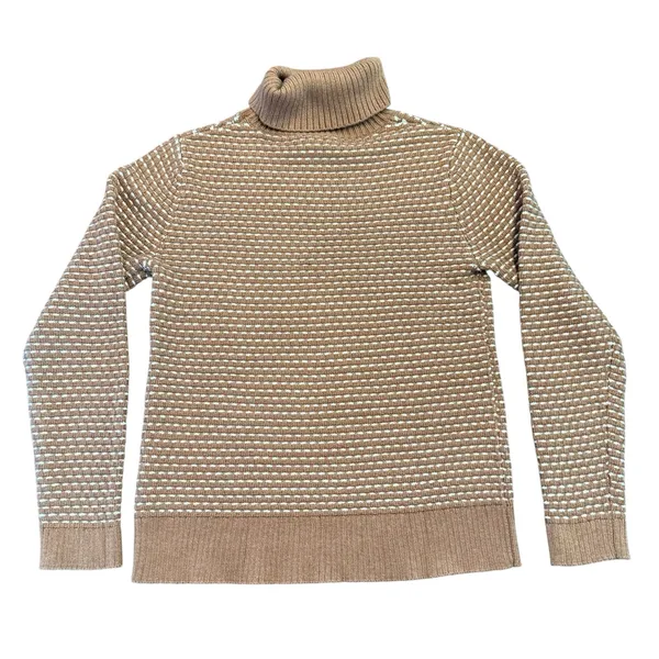 J. Crew Beige and White Cowl Neck Sweater - Image 5