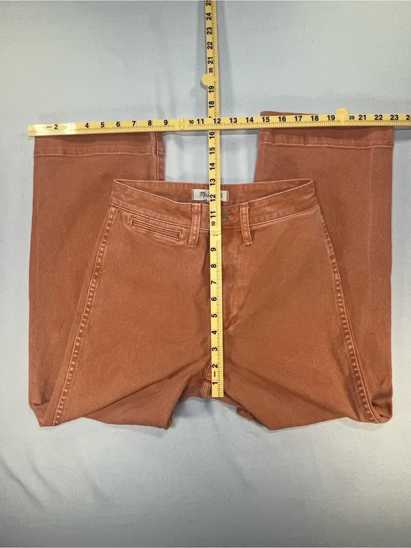 Madewell Emmett Wide Leg Crop Rust Orange Canvas High Rise Pants Size 25 - Image 10
